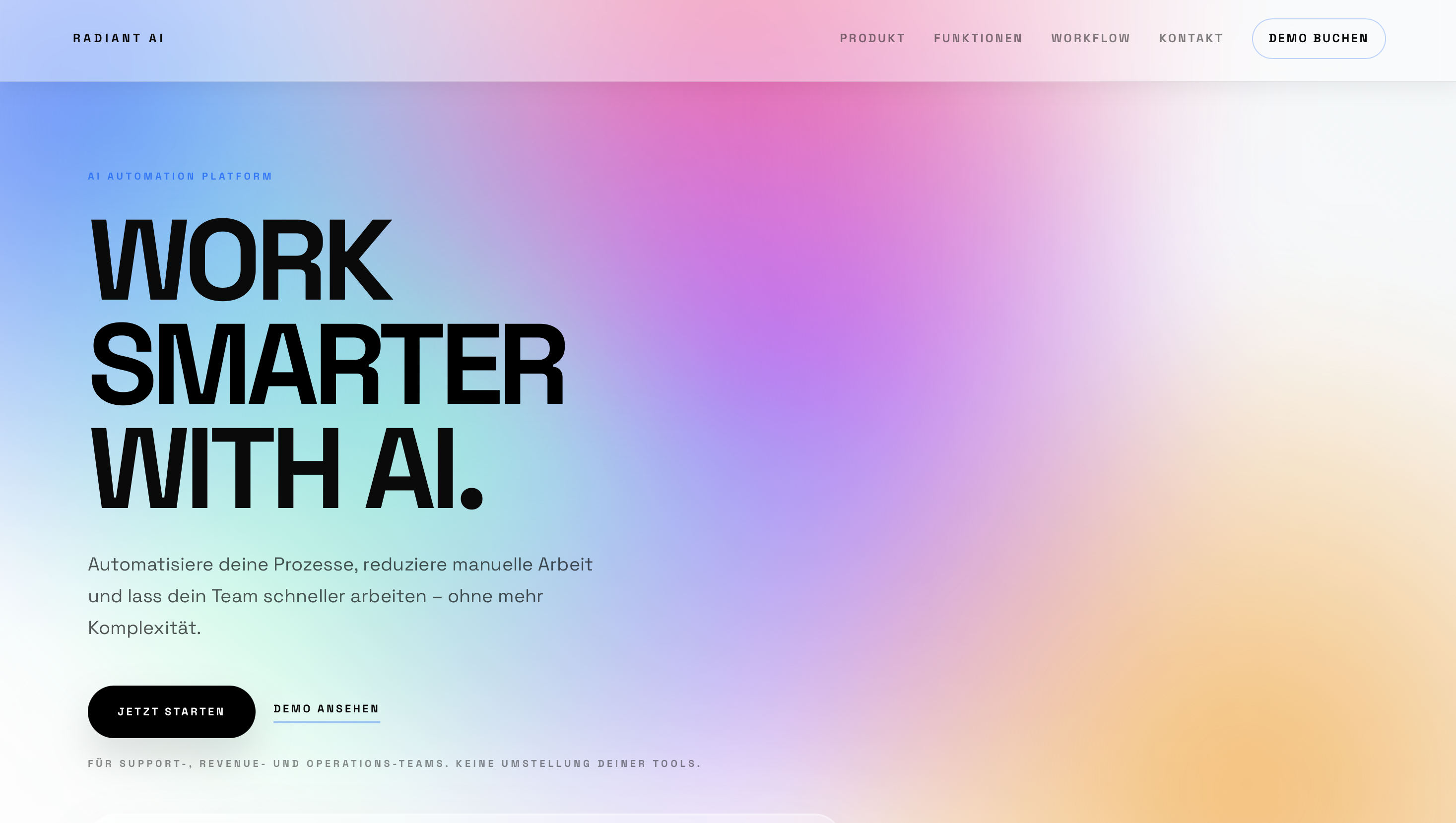 Screenshot der Demo Website